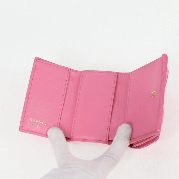 CHANEL Matelasse Compact Wallet Lamb Skin Pink Gold - Picture 8 of 16